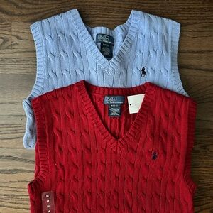 Polo by Ralph Lauren V-Neck Red and Blue Sweater Vest